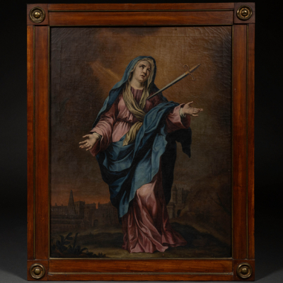 &quot;Virgen Dolorosa&quot;  ESCUELA COLONIAL DEL SIGLO XVIII-XIX.   Técnica: Óleo/Lienzo
