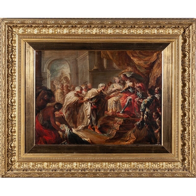 Siguiendo a Vicente López Portaña (Valencia, 1772 - Madrid, 1850) &quot;Los Reyes Católicos recibiendo la Embajada del Rey de Fez&quot;