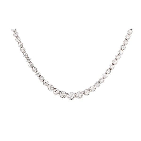 Gargantilla rivière en oro blanco con diamantes talla brillante en degradé. 