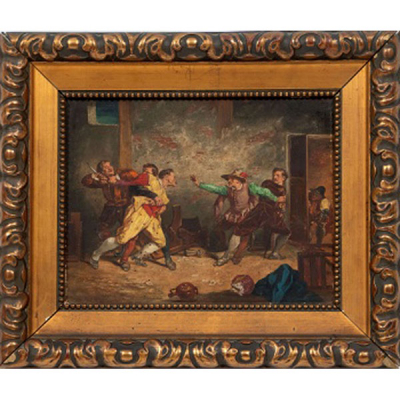 ESCUELA ESPAÑOLA  (S. XIX) &quot;Pelea en la taberna&quot;