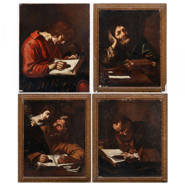 Muy importante "Serie de los 4 Apóstoles", a la manera de Miquel March (València, 1633-1670), Escuela Valenciana del siglo XVII. 