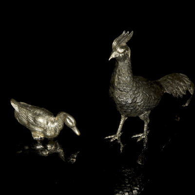 Dos figuras de plata "Aves", s.XX. 