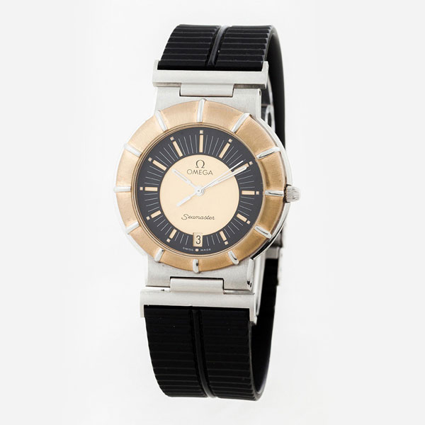 Reloj cab.-cadete OMEGA Seamaster Dynamic 1430 en bella caja de acero y oro amarillo, 34 mm, con bisel excéntrico.