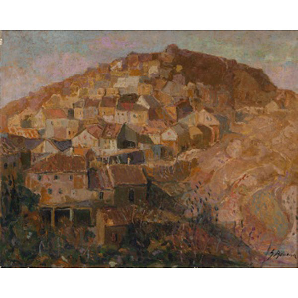 CARMELO GARCÍA BARRENA   (Bilbao 1926 - 2000)  &quot;Vista rural &quot;  Firmado: G. Barrena  Óleo / Lienzo 