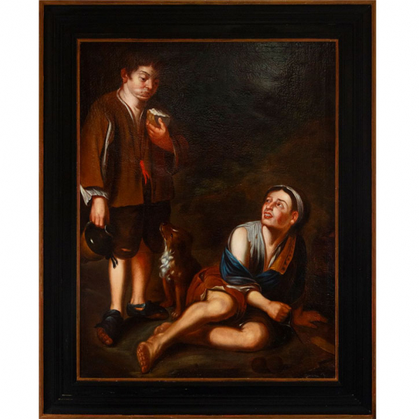 Atribuido a Pedro N&uacute;&ntilde;ez de Villavicencio (Sevilla, 1644-Madrid, 1695) "Invitaci&oacute;n a un Juego de Argolla" Escuela Sevillana del siglo XVII.   &Oacute;leo sobre lienzo.