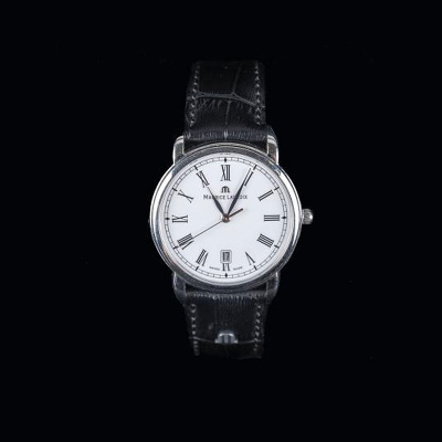 Reloj de pulsera para caballero marca MAURICE LACROIX, realizado en acero. Movimiento de cuarzo en estado de marcha.