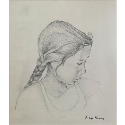 Diego Rivera &quot;Retrato de niña&quot; Dibujo