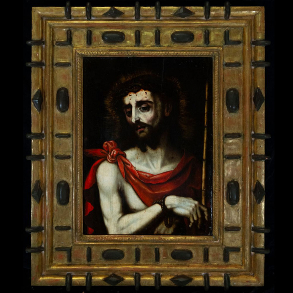LUIS DE MORALES &quot;EL DIVINO&quot; (Badajoz h. 1510 - 1586) &quot;Ecce Homo&quot;.     Óleo sobre tabla.