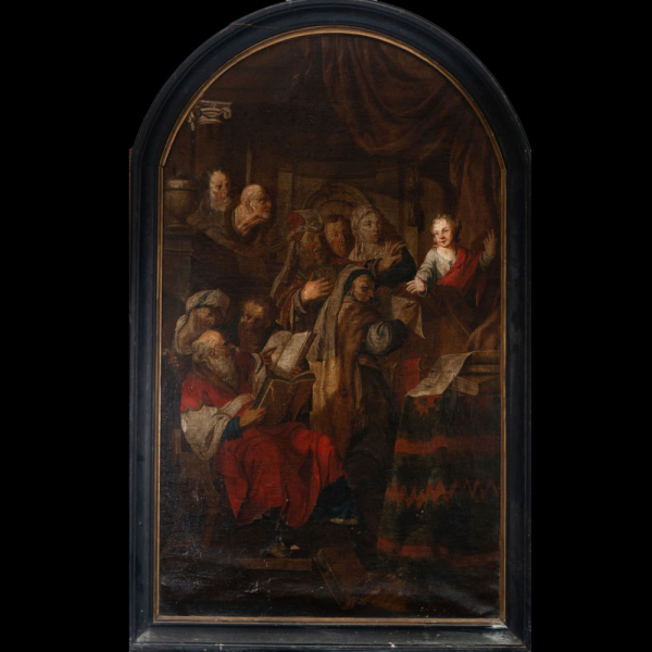 Jesús predicando a los Rabinos en el Templo, escuela flamenca del siglo XVII. 