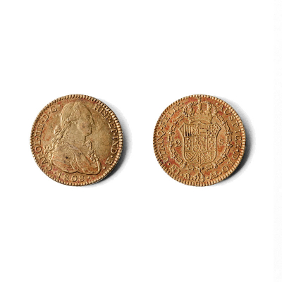 Moneda de oro de 2 Escudos. España. Carlos IV. 1808. Madrid.