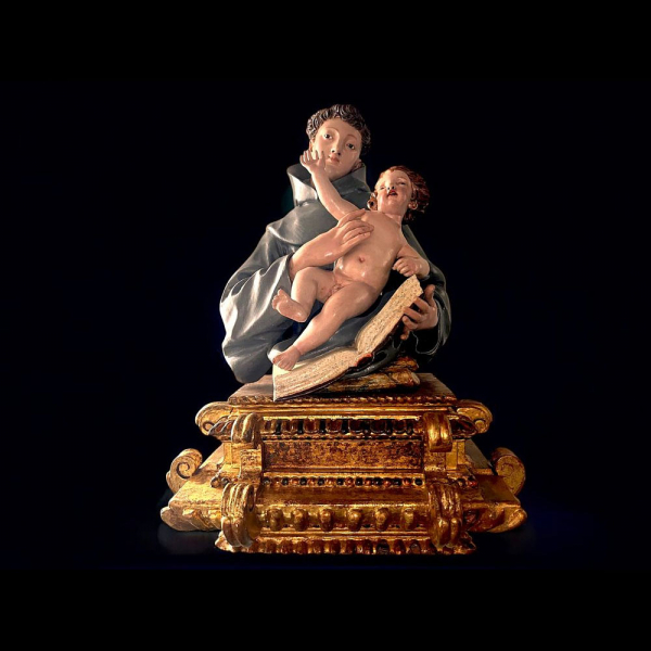 San Antonio con niño, Escuela genovesa Siglo XVIII.   Escultura.