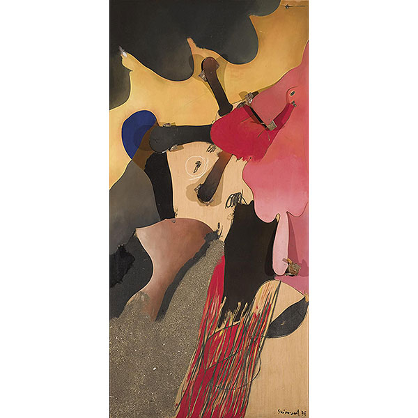 Josep Guinovart Bertrán.   "Sin título (1975)". Técnica mixta (óleo, ceras, arena, aglutinante y madera) sobre tabla. Firmada 