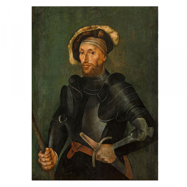 HANS HOLBEIN EL JOVEN (Augsburgo, 1497 – Londres, 1543) Taller "Retrato de Sir Nicholas Carew" (c.1520).    Óleo sobre tabla