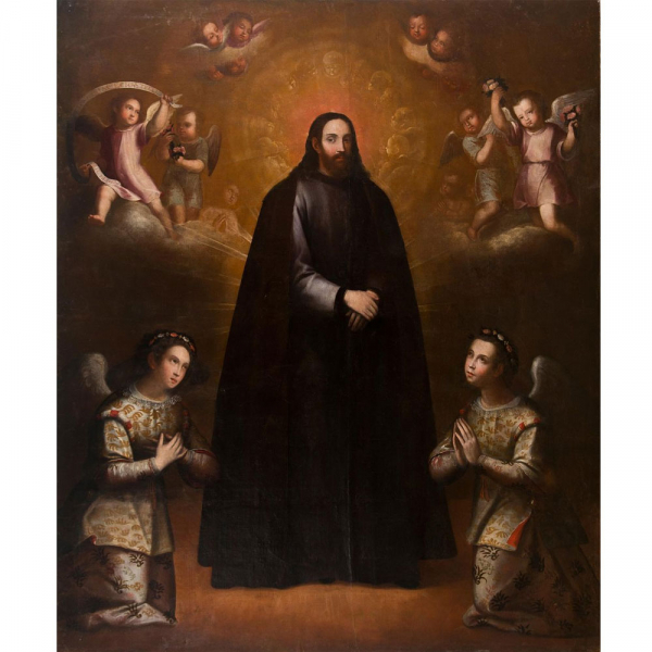 Atribuido a Baltasar Vargas de Figueroa "Cristo con hábitos de Jesuita" Escuela Colonial Colombiana del siglo XVII.    