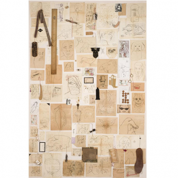 Carmen Calvo. "&iexcl;ESTO VA MAL! (1997)". T&eacute;cnica mixta sobre papel. Firmado, titulado y fechado al dorso.