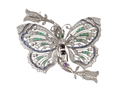 Broche con diseño de mariposa de estilo Art-Decó