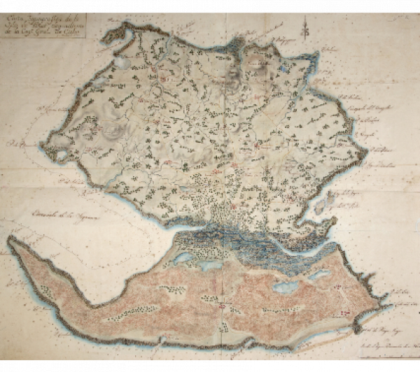 ESCUELA CUBANA, SIGLO XVIII  Carta topográfica de la Isla de Pinos dependiente de la Capitanía General de Cuba  La Habana, 1799 