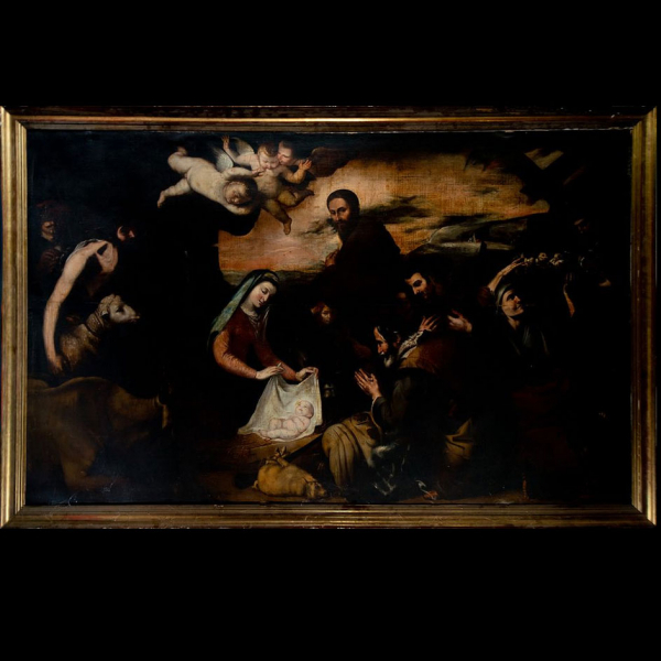 Importante "Adoración de Pastores", versión de Taller de José de Ribera, Escuela Napolitana del siglo XVII 