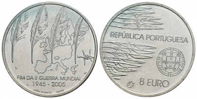 PORTUGAL 2005, 8 euros Aniv. Fin II Guerra Mundial (KM-773)