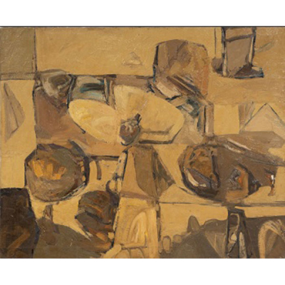 XABIER AGIRRE UNAMUNO   (Bergara, Guipúzcoa, 1955)  &quot;Bodegón y figuras&quot;  Firmado: Agirre 80  Óleo / Lienzo 