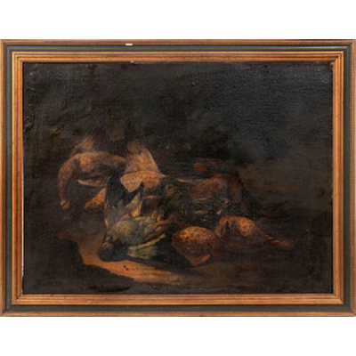 ESCUELA ESPAÑOLA  (S. XVII - S. XVIII) &quot;Bodegón de naturaleza muerta&quot;