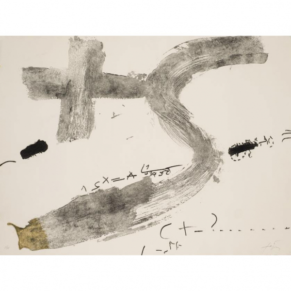 Antoni Tápies.  &quot;Creu i S (1976)&quot;. Aguafuerte y gofrado sobre papel Guarro. Firmado 