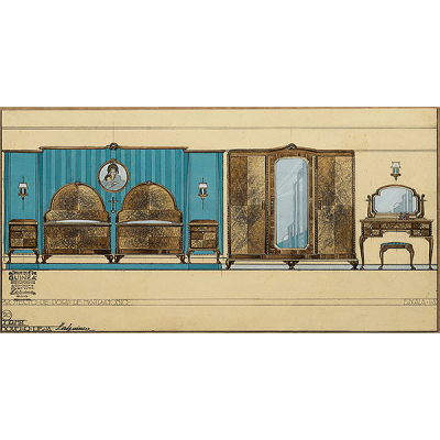 &quot;Proyecto de dormitorio de Matrimonio modelo Lieja&quot;   ISIDORO GUINEA (Bilbao, 1893-1947) 