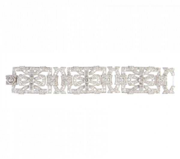 Brazalete Art-Decó de brillantes y baguettes firmado WALSER-WALD  