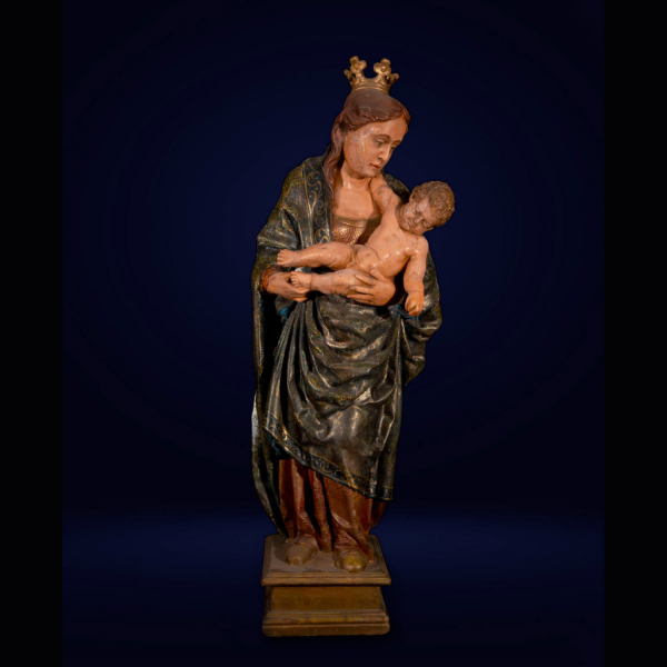 Escuela Catalana del siglo XVIII - Virgen con Niño en brazos.