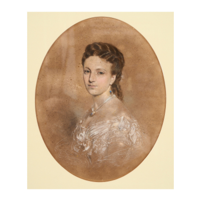 Federico de Madrazo i Kuntz (Roma, Italia, 1815-Madrid, 1894) Retrato de dama. Dibujo a pastel y lápiz de color sobre papel.