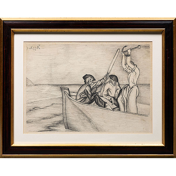 &quot;Pescadores y mujer con ancla&quot;  ANTONIO RUIZ DE SALAS, Escuela Vasca, Activo en los años 40. 