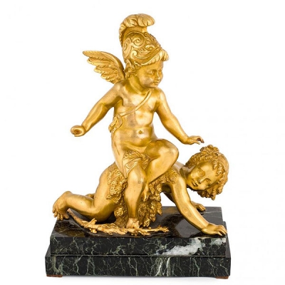 Escultura querubín bronce dorado. Francia S. XIX