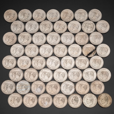 Conjunto de 56 monedas de plata de ley 925.