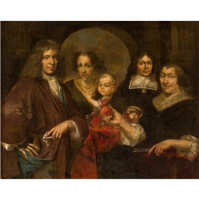 ESCUELA HOLANDESA S XVII.   &quot;Retrato de familia&quot;. Óleo sobre lienzo.