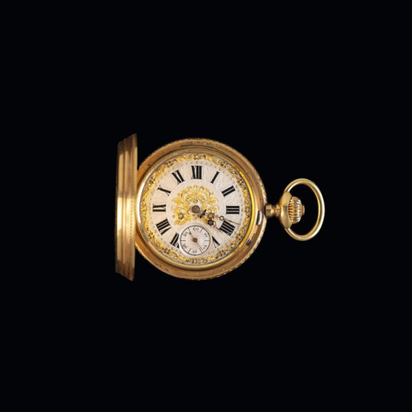 Reloj de bolsillo saboneta en oro de 18K. De la firma Ricard & Co.  