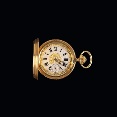 Reloj de bolsillo saboneta en oro de 18K. De la firma Ricard &amp; Co.  