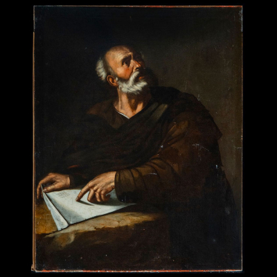 Escuela Napolitana del siglo XVII - Pitágoras.   Óleo sobre lienzo.