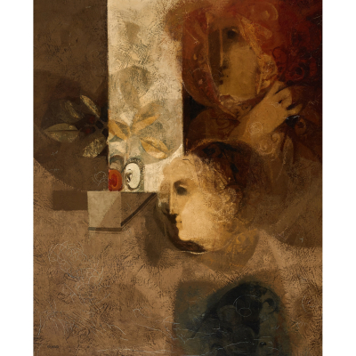 Alvar Su&ntilde;ol Mu&ntilde;oz-Ramos (Montgat, Barcelona, 1935)  Rostros frente a la ventana.  &Oacute;leo sobre tela. Firmado.