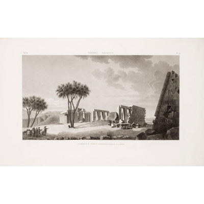 Th&eacute;bes. Memnonium. Dibujado por Balzac y grabado por Lorieux. Grabado al cobre, s. XIX.