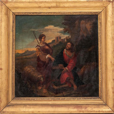 JOSÉ ANTOLINEZ (ATRIBUIDO)  (Madrid 1635 - 1675) &quot;Escena religiosa&quot;  Óleo / Lienzo 