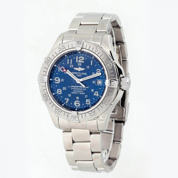Reloj caballero suizo, BREITLING, cronómetro automático. 'Super Ocean 1.500 m', Ref.: A17360, en caja de acero, 41 mm 