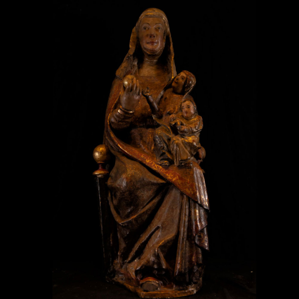 Gran Triple Virgen Tardo Románica transición al Gótico Hispano Flamenco, siglos XIV a principios del XV.