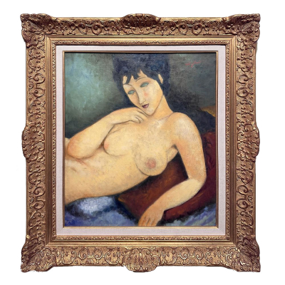AMADEO MODIGLIANI (Livorno, 1884 &ndash; Par&iacute;s, 1920) "Nu (Fernande Barrey)".   &Oacute;leo sobre lienzo