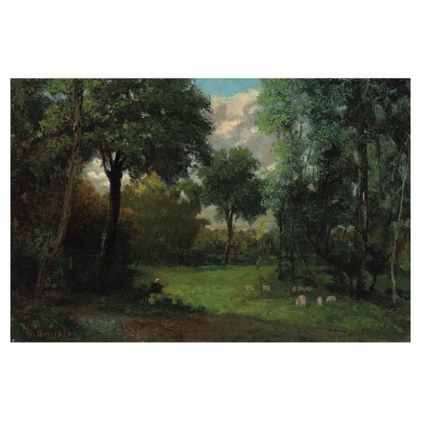 GUSTAVE COURBET (Ornans, 1819 – La Tour-de-Peilz, 1877) "La Clairière" (h.1850).   Óleo sobre lienzo