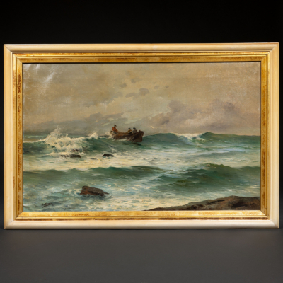 &quot;Pescadores en barca &quot;  JOSÉ SALÍS (Santoña, 1863-Irún, 1927) 