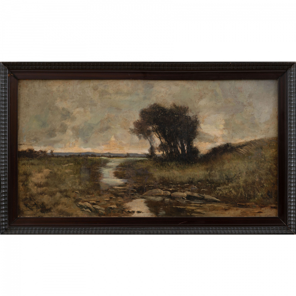 "Paisaje con lago"  MANUEL RAMOS ARTAL (Madrid, 1855 - 1916).   Firmado: Ramos Artal.   Técnica: Óleo/Lienzo