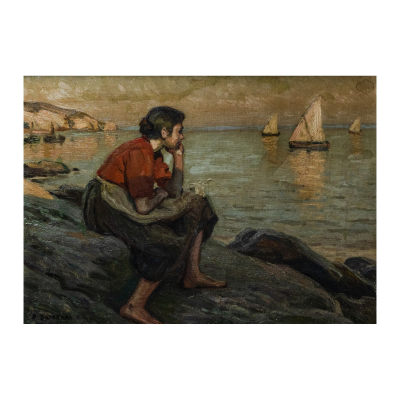 Dionís Baixeras Verdaguer (Barcelona, 1862-1943) Contemplando el mar.  