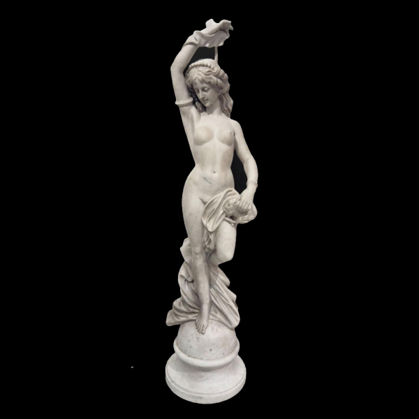 Figura femenina "Alegor&iacute;a". Escuela Italiana. Siglo XIX.   M&aacute;rmol de Carrara tallado