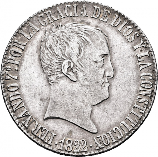 Moneda 1822 Fernando-VII Madrid SR 20 Reales M.B.C.+