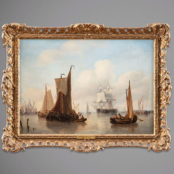 &quot;Barcos pescando&quot; GEORGE WILHELM OPDENHOFF (Fulda, 1807 - Paises Bajos, 1873)